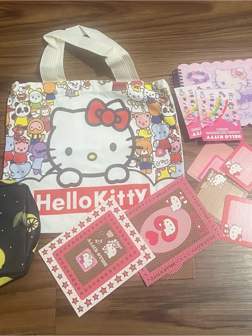 Hello Kitty White and Pink Kids Tote with Character Collage